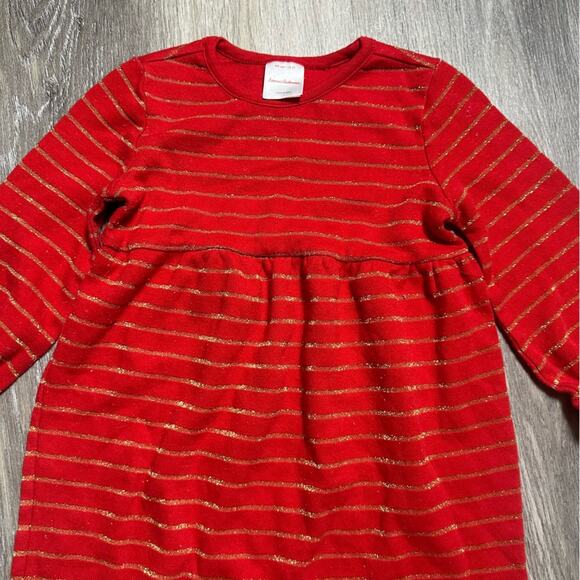 Hanna Andersson Red and Gold Metallic Stripe Romper - Picture 3 of 6